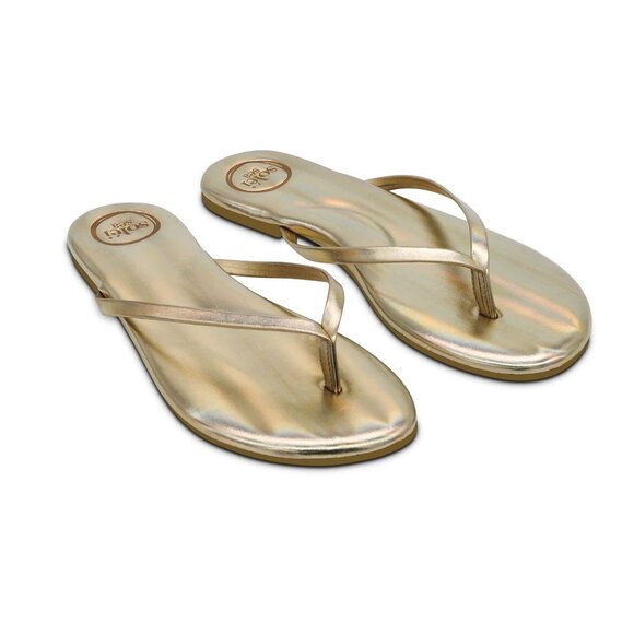New Solei Sea Indie Sandal in Metallic Gold flip flop shiny - Picture 1 of 5